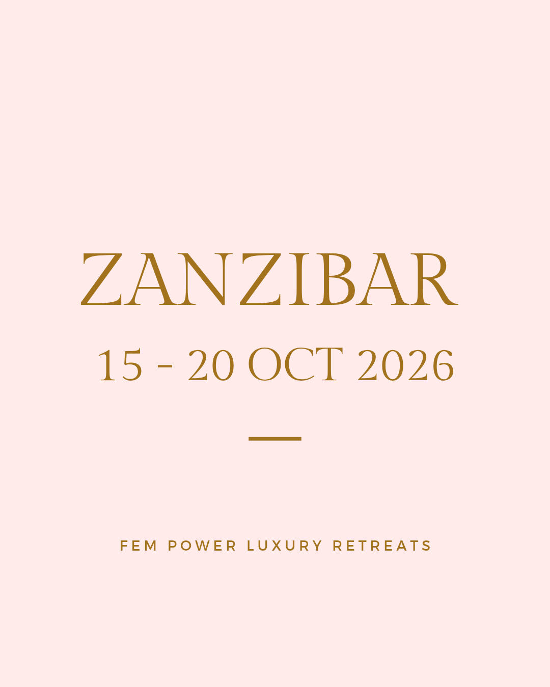 Zanzibar : 15 to 20 October 2026 = R20 000