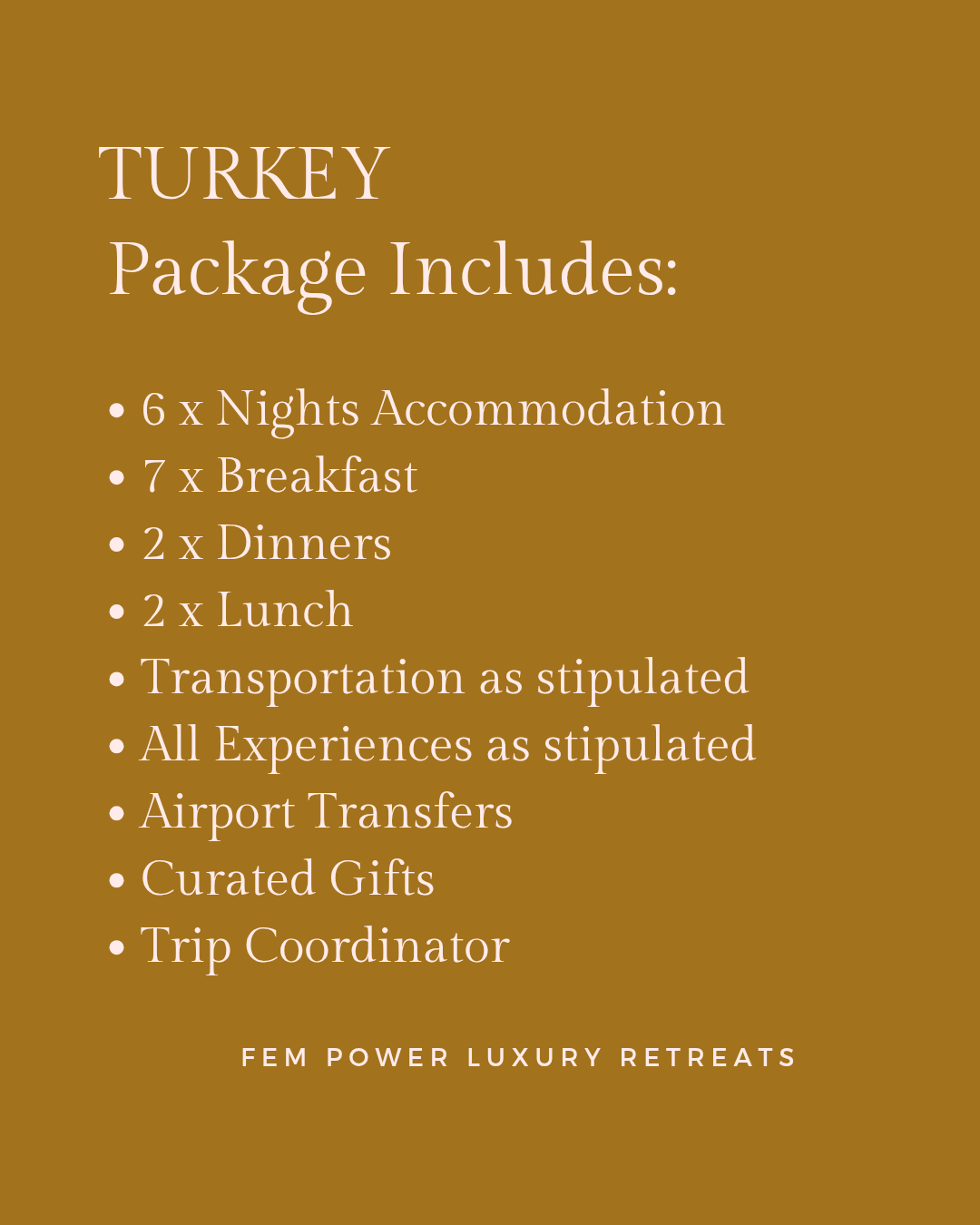 Turkey: 28 May to 3 June 2027 = R25 000
