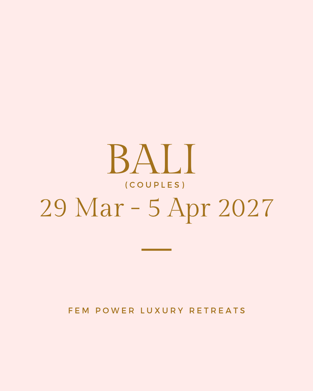 Bali: 29 March to 5 April 2027 = R39 550 per couple
