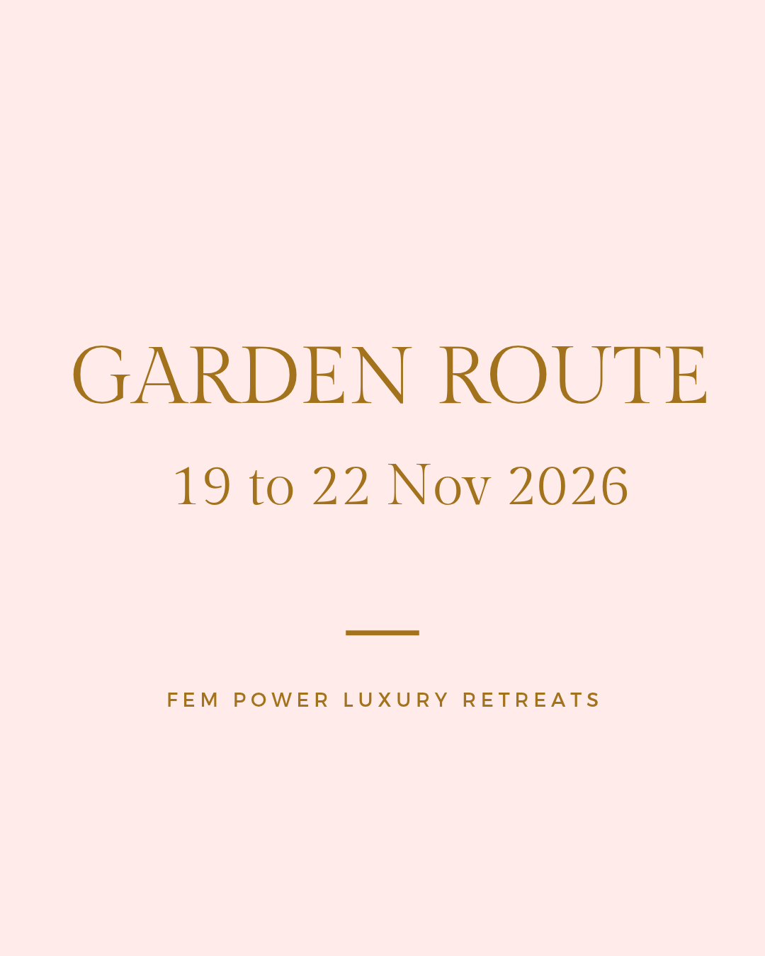 Garden Route Retreat : 19 to 22 November 2026 = R6800 per person