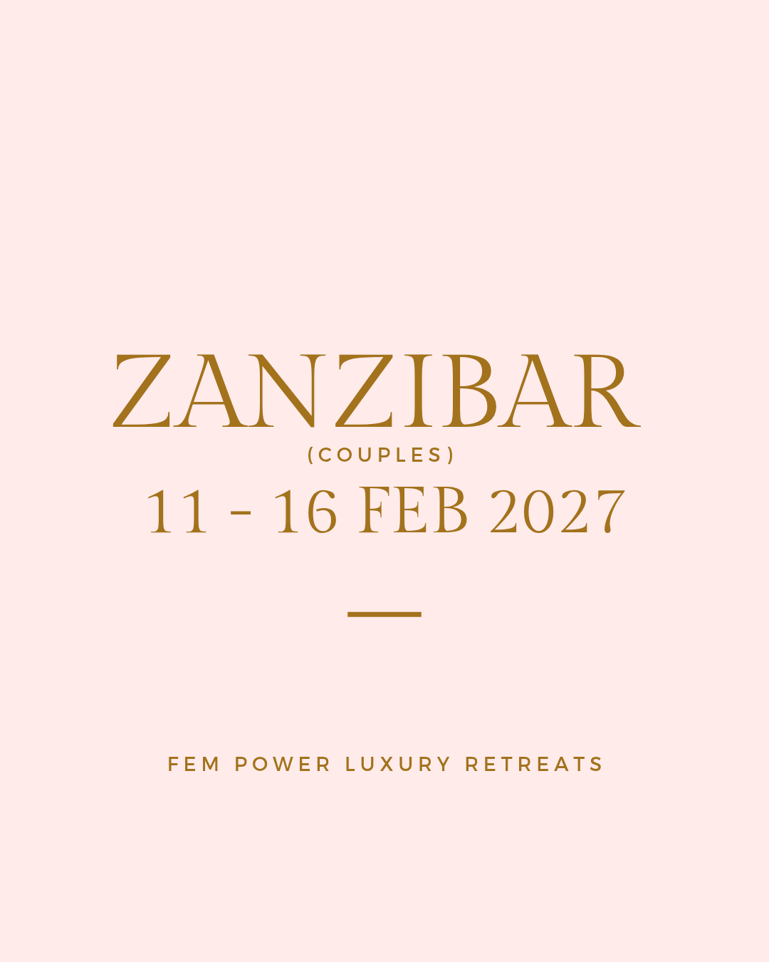 Zanzibar Couple's Retreat : 11 to 16 February 2027= R37 000 per couple