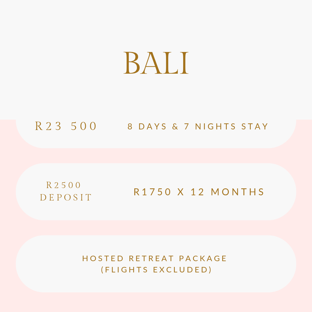 Bali: 21 to 28 March 2027 = R23 500 (Solo)