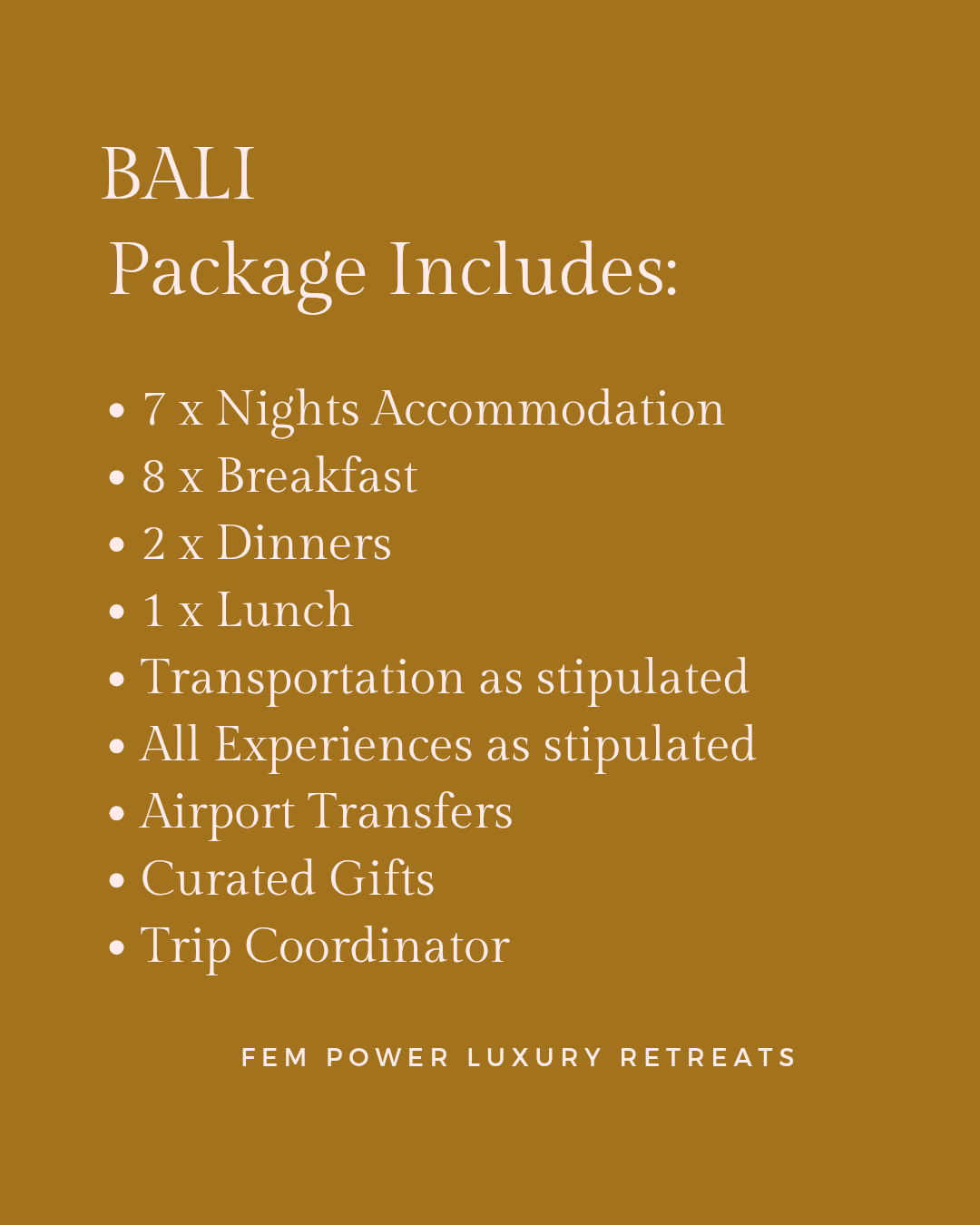 Bali: 25 June to 2 July 2027 = R25 500