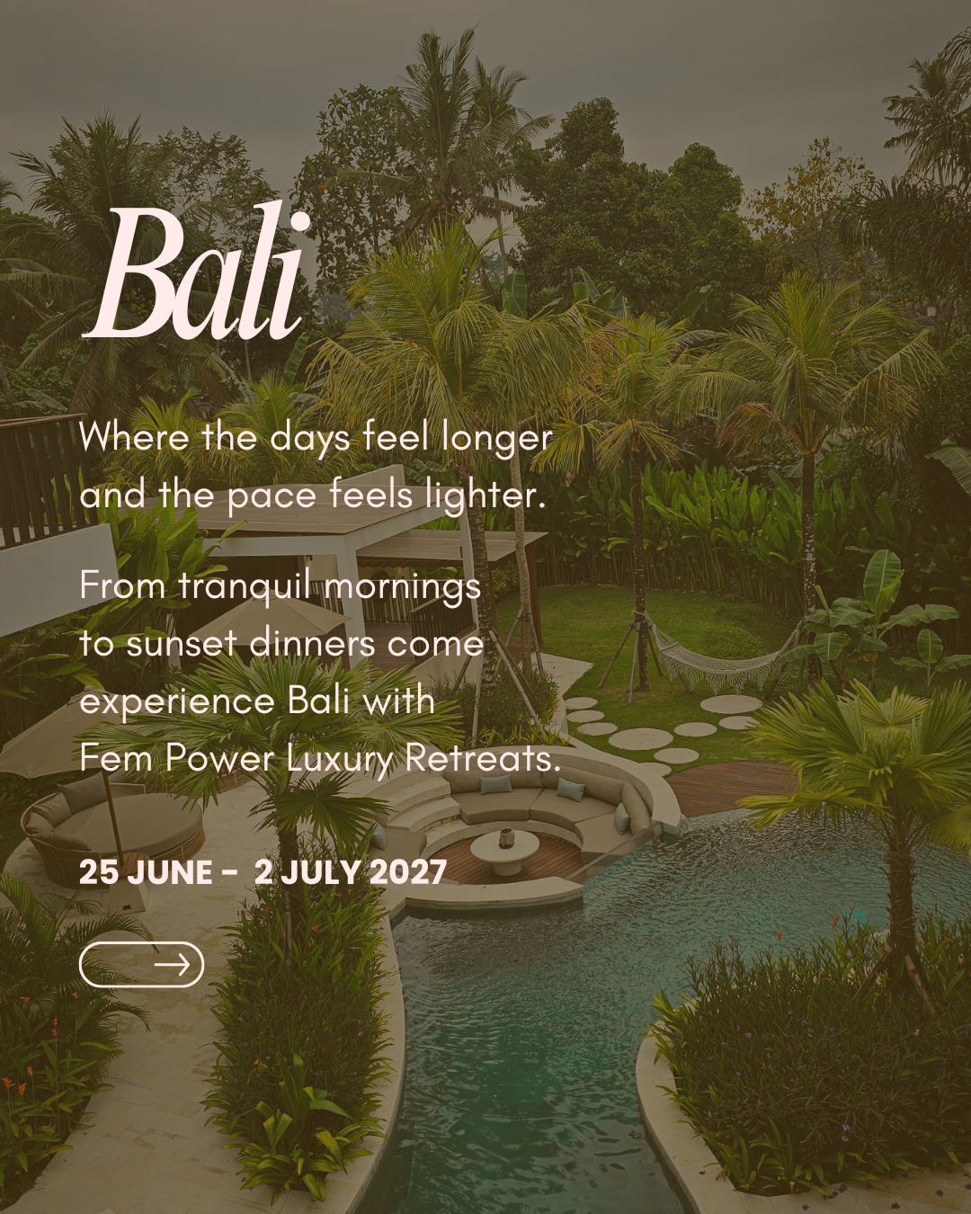 Bali: 25 June to 2 July 2027 = R25 500
